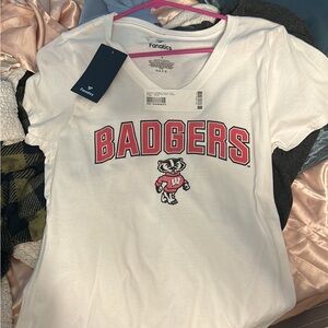 Fanatics White and Red Badgers Women's Tee